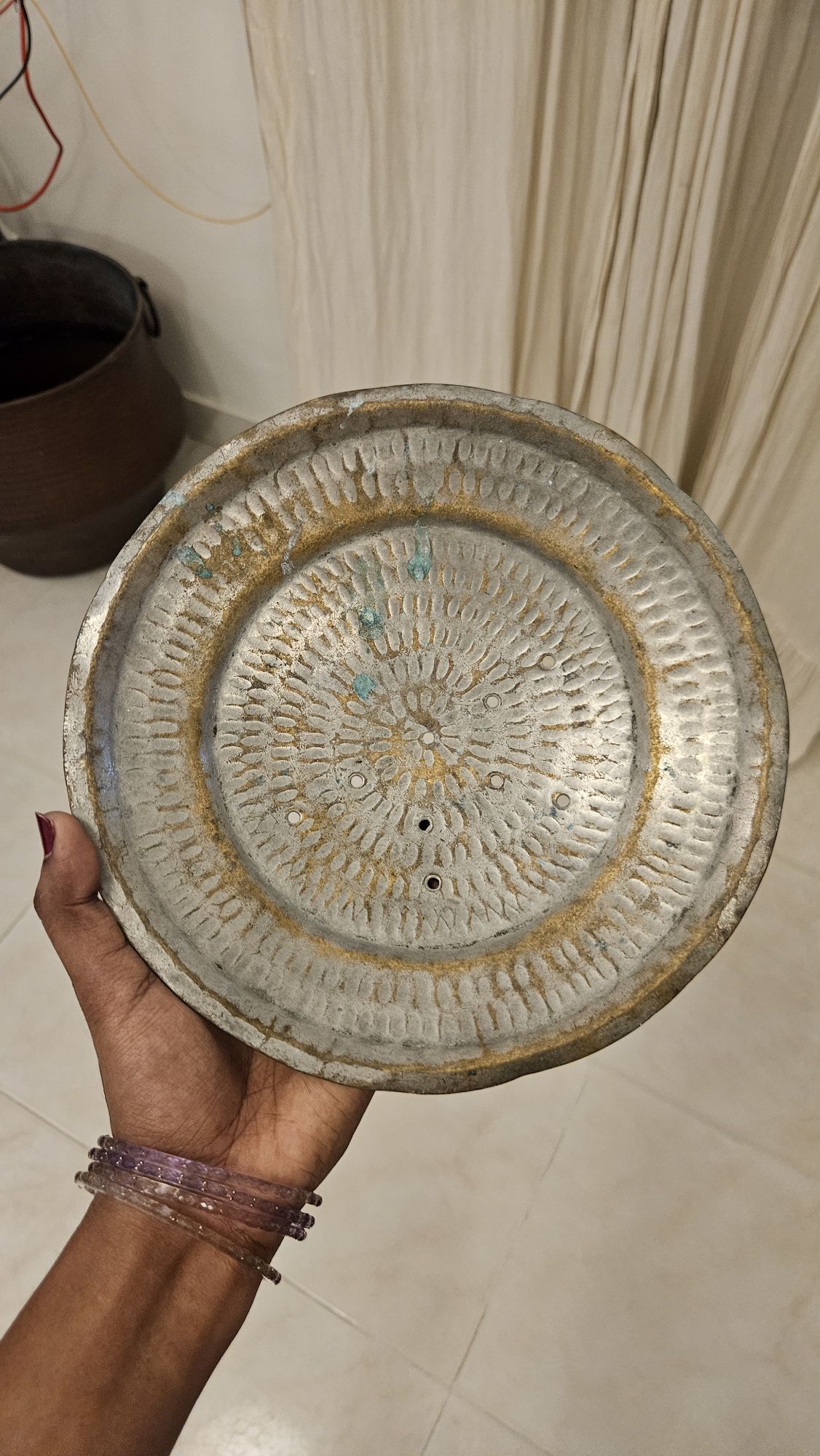 antique brass strainer plate
