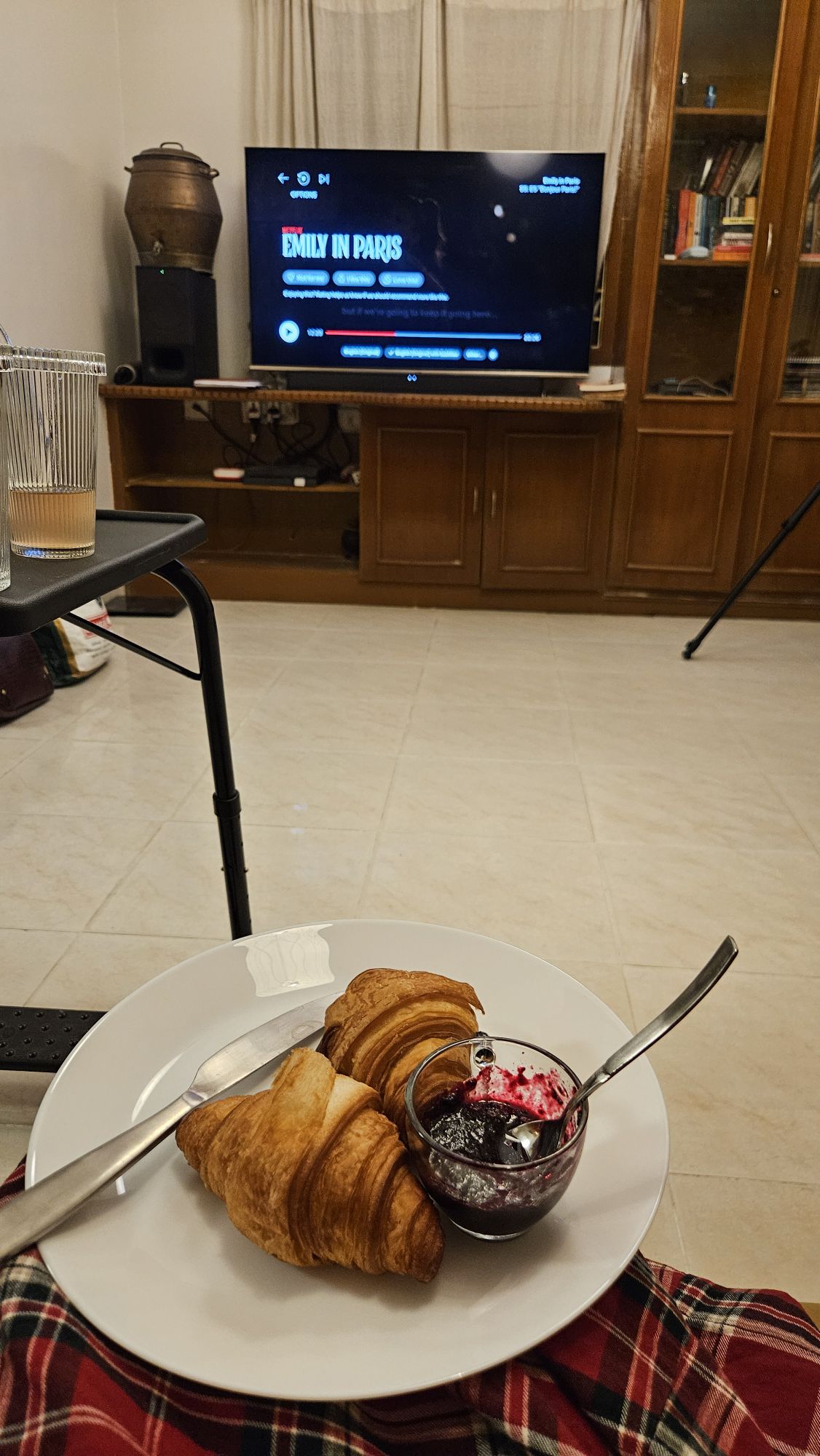 croissants (not homemade) and homemade blueberry jam.. while watching emily in paris..